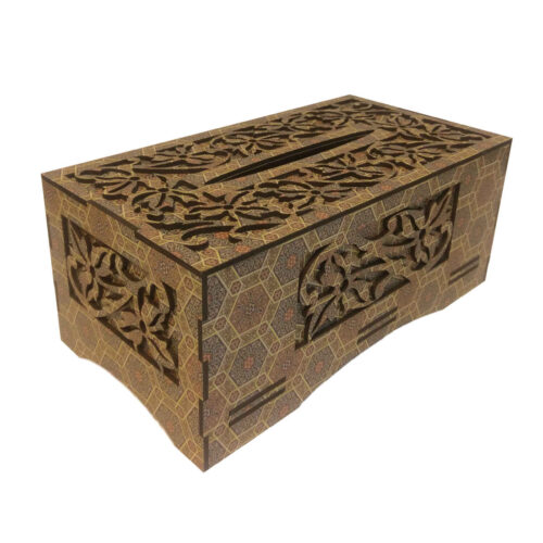 Boîte à mouchoirs en bois persan fait main avec design Khatamkari