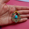 Boucles d’Oreilles Artisanales en Bois avec Fleurs Violettes – Modèle Turquoise