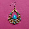 Boucles d’Oreilles Artisanales en Bois avec Fleurs Violettes – Modèle Turquoise
