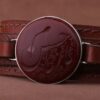 Bracelet en cuir islamique avec pierre agate authentique dans un cadre argenté
