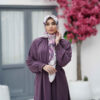 Abaya à coupe décontractée pour femmes avec manches longues en orchidée