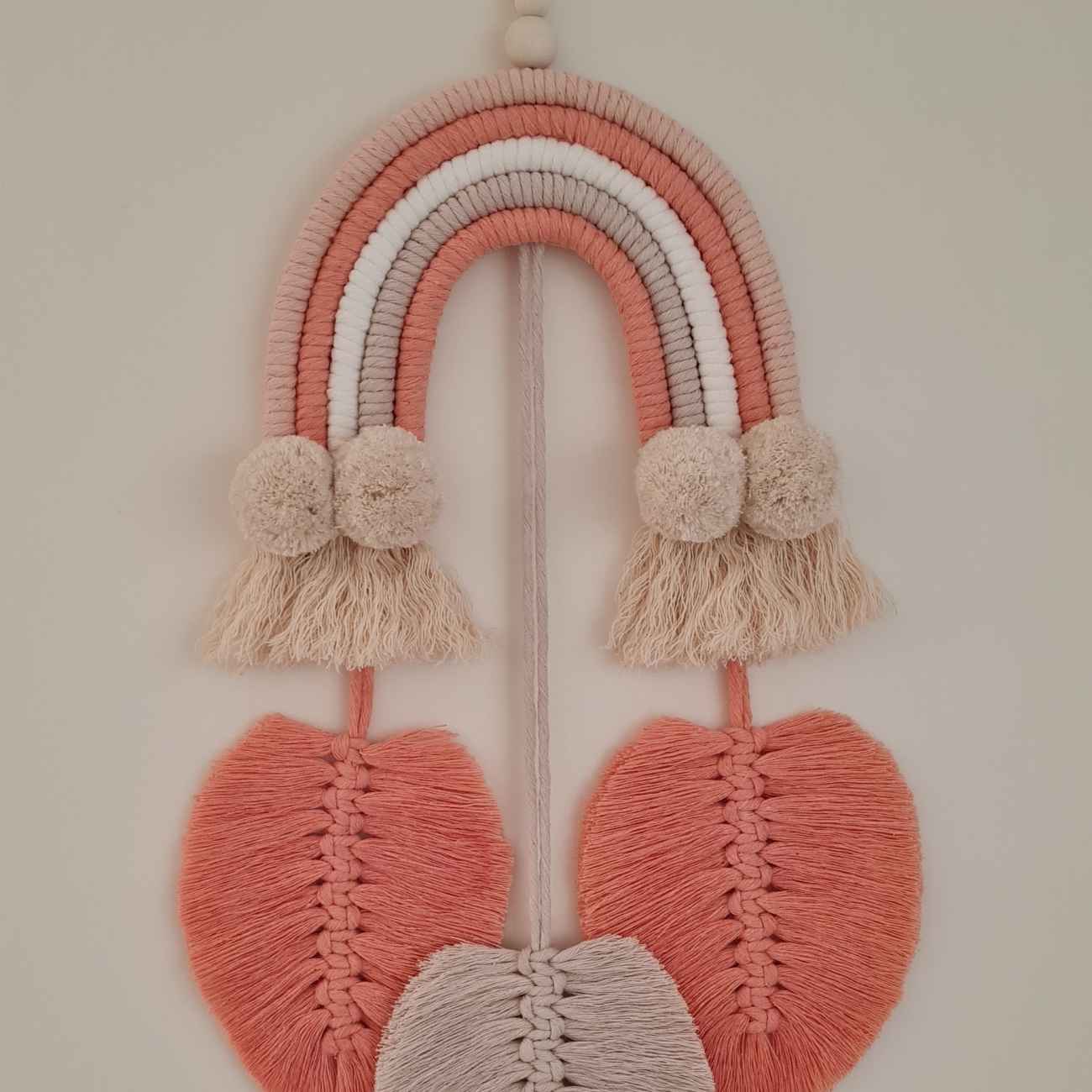 Tapisserie Murale en Macramé avec Motif Arc-en-Ciel