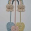 Tapisserie Murale en Macramé avec Motif Arc-en-Ciel