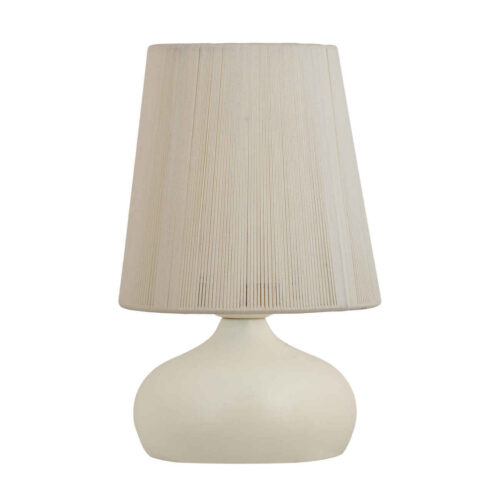 Lampe de table en métal fait main avec abat-jour tissu couleur laiteuse