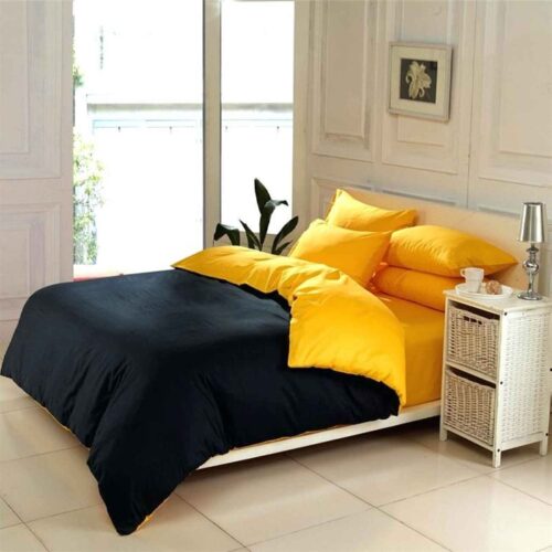 Ensemble de couvre-lit en coton persan jaune