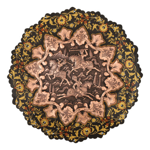 Plat décoratif en cuivre persan gravé – Design traditionnel Chogan