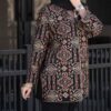 Manto persan brodé avec design géométrique pour femmes