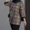 Manto persan brodé avec design géométrique pour femmes
