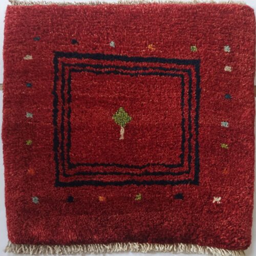 Tapis Gabbeh Persan en laine tissé à la main dans le Fars, géométrique bordeaux
