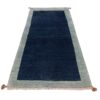 Tapis de course Gabbeh Persan en laine tissé à la main dans le Fars, bordé bleu marine