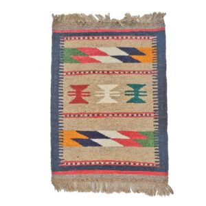 Tapis Kilim Persan en laine authentique tissé à la main à Shiraz, géométrique