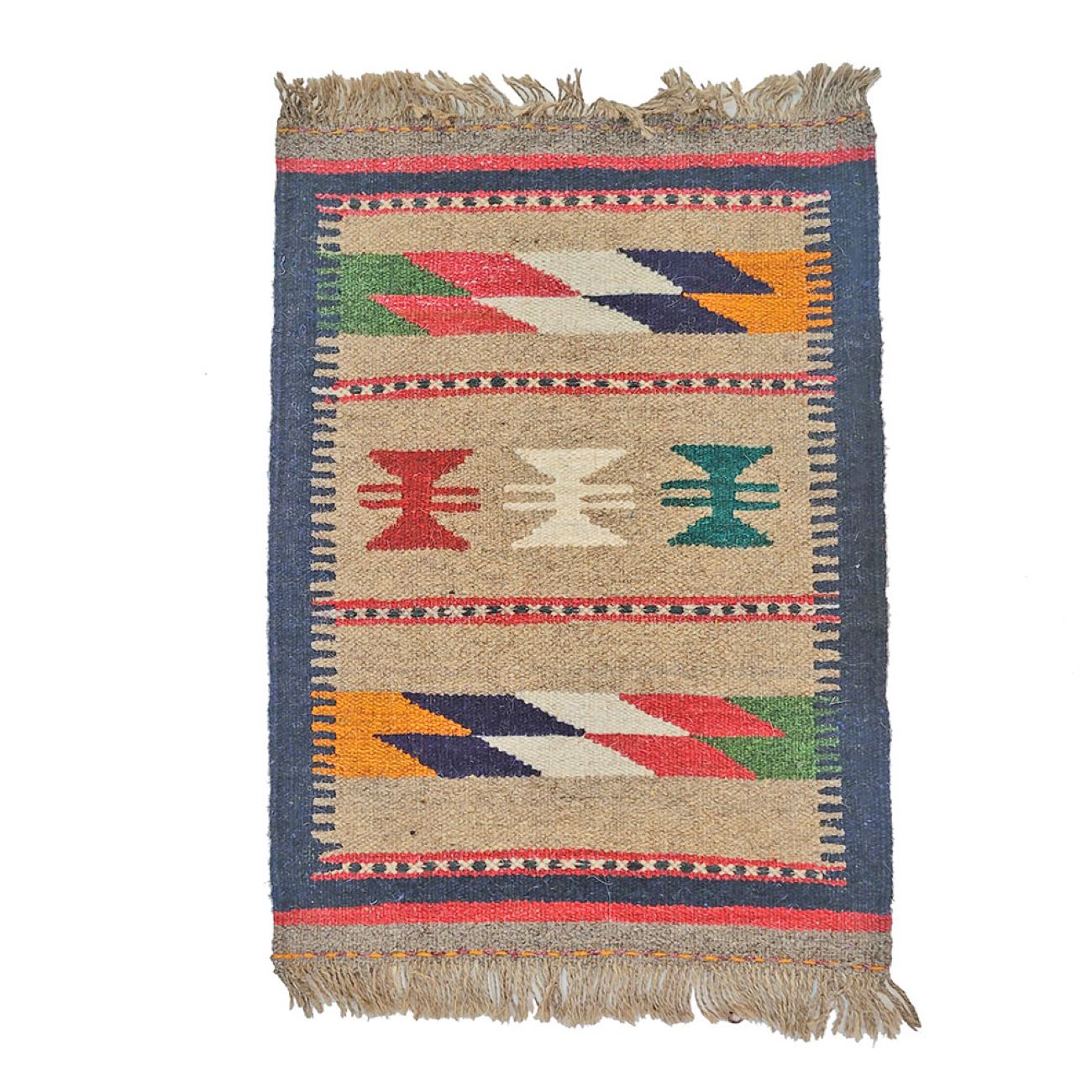 Tapis Kilim Persan en laine authentique tissé à la main à Shiraz, géométrique