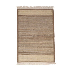 Tapis Kilim Persan en laine tissé à la main à Ispahan, bordé crème