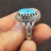 Bague Modèle Shokouh en Argent Persan avec Turquoise de Neyshabur pour Homme
