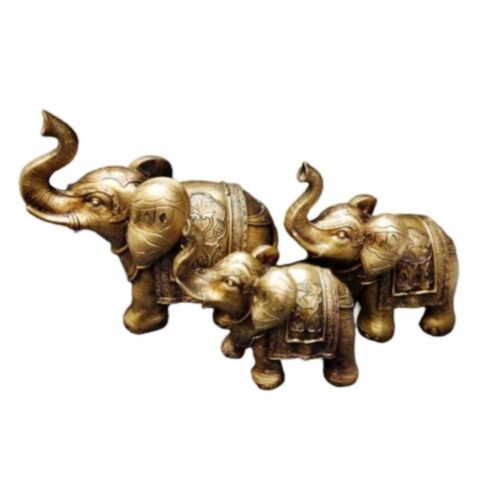 Ensemble de 3 figurines décoratives d’éléphants – Ensemble d’éléphants artistique