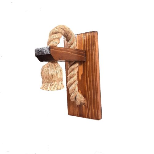 Applique murale en bois rustique avec corde de chanvre