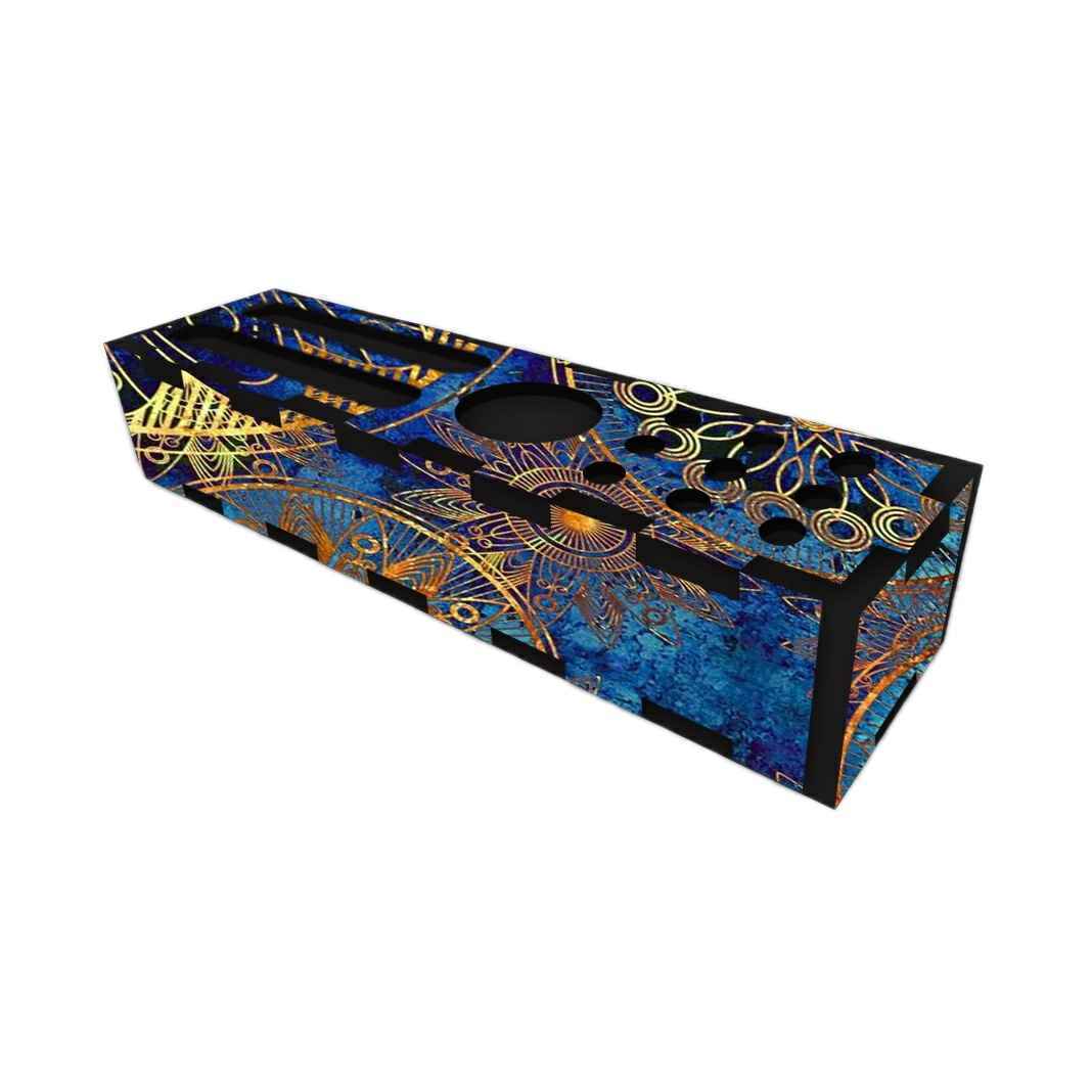 Porte-stylo en bois avec design complexe de mandala