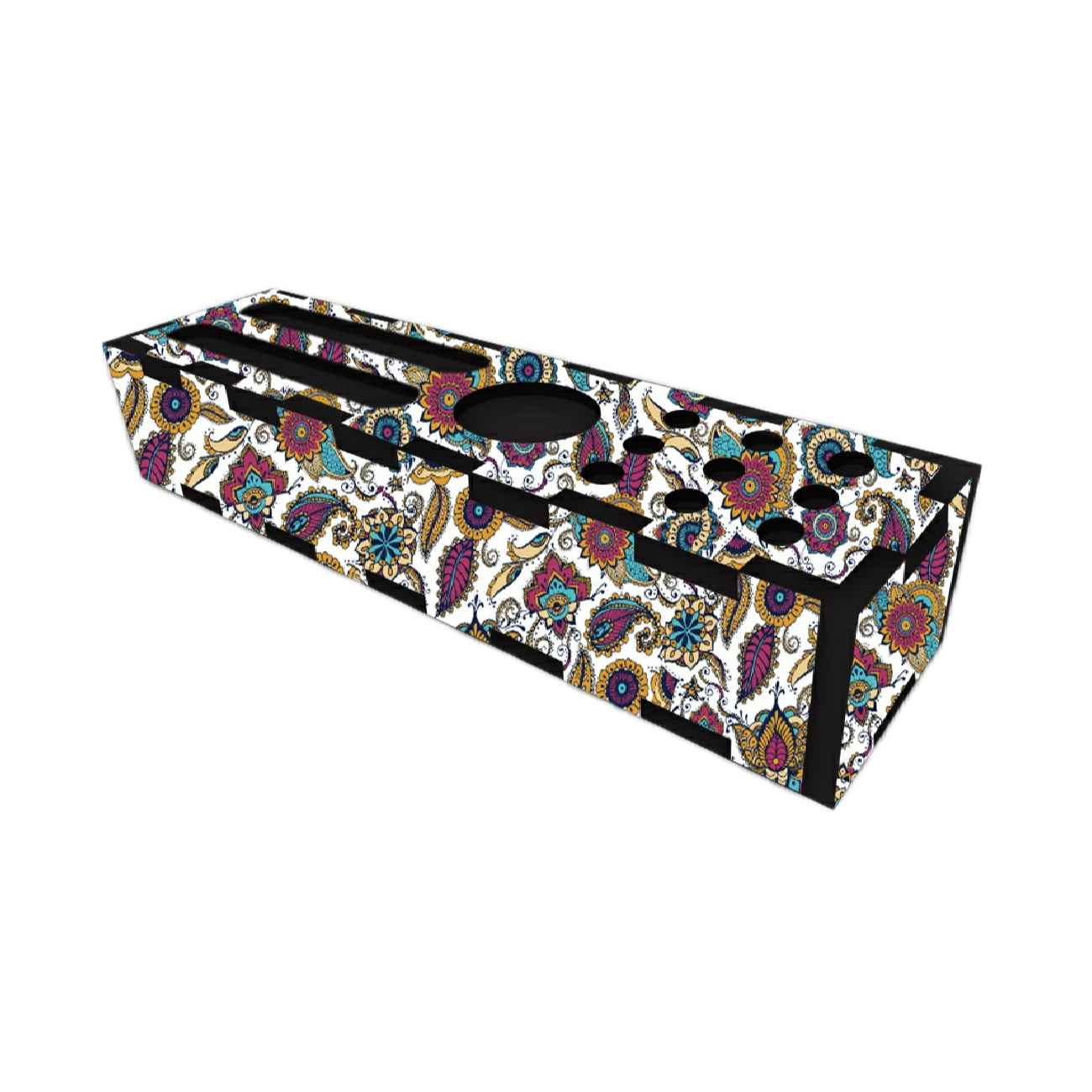 Grâce dans le Motif – Porte-stylo en Bois avec Design Traditionnel Paisley