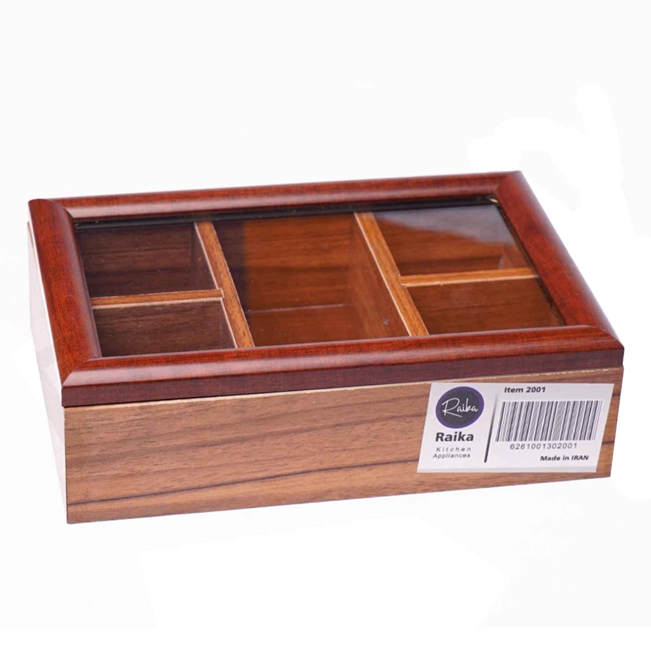Boîte organisatrice en bois pour sachets de thé avec design classique