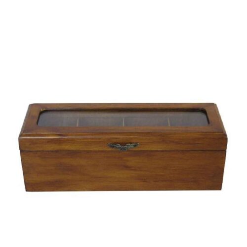 Boîte organisatrice en bois pour sachets de thé avec design classique