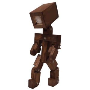 Lampe de bureau en bois fait main et réglable – Modèle Robolight