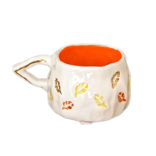 Tasse en céramique artisanale – Design Feuille