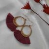 Boucles d'oreilles à pompons bohèmes en macramé, rouge bordeaux
