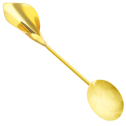 Cuillère de service à noix en laiton motif fleur dorée