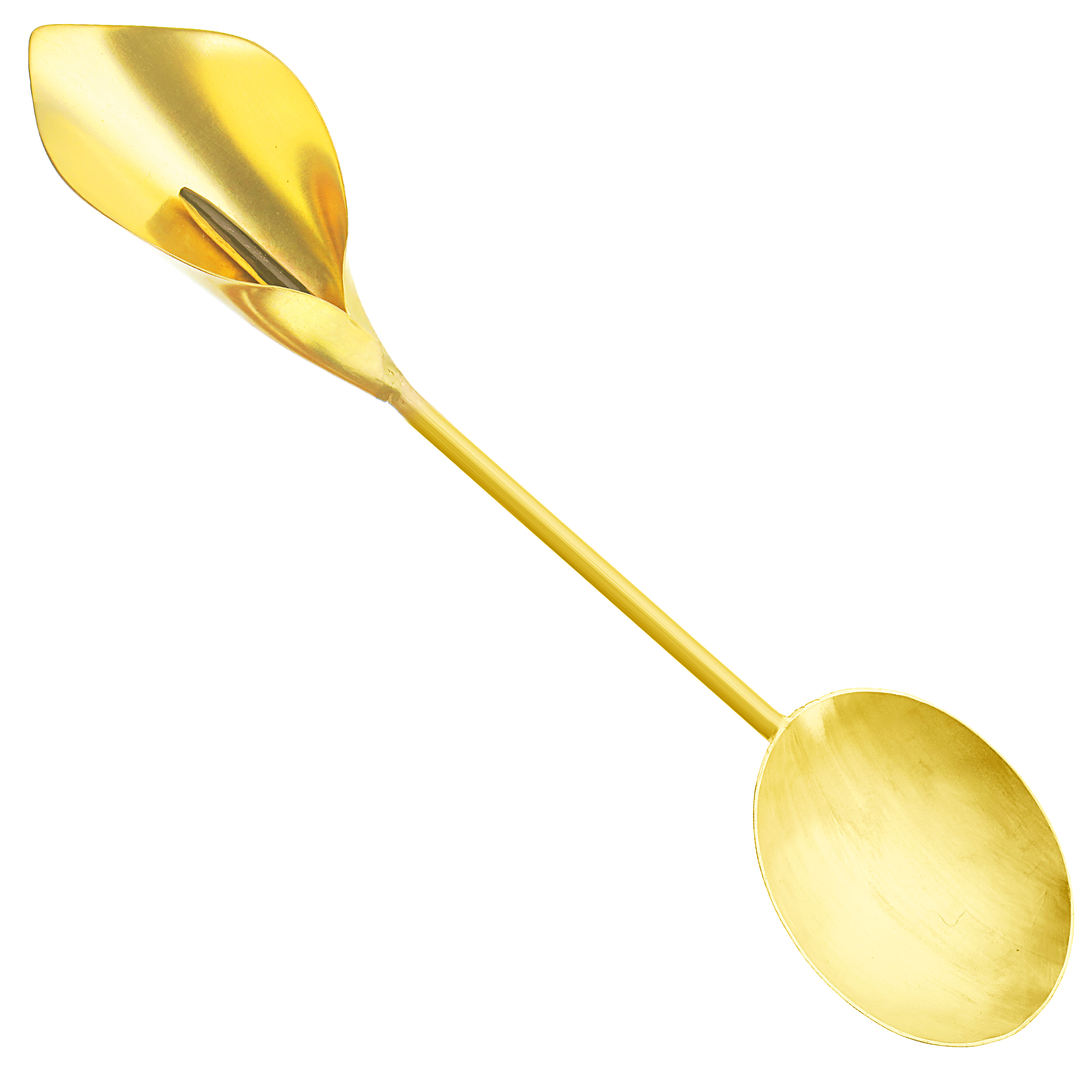 Cuillère de service à noix en laiton motif fleur dorée