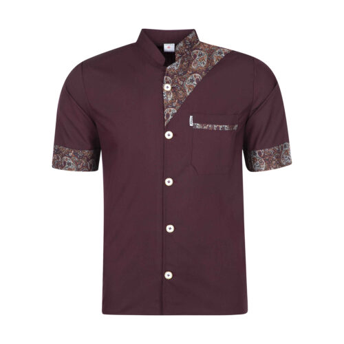 Veste de chef à manches courtes pour homme en cramoisi