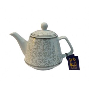 Théière de service en porcelaine classique avec design floral blanc