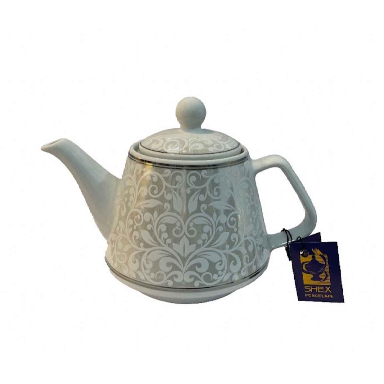 Théière de service en porcelaine classique avec design floral blanc