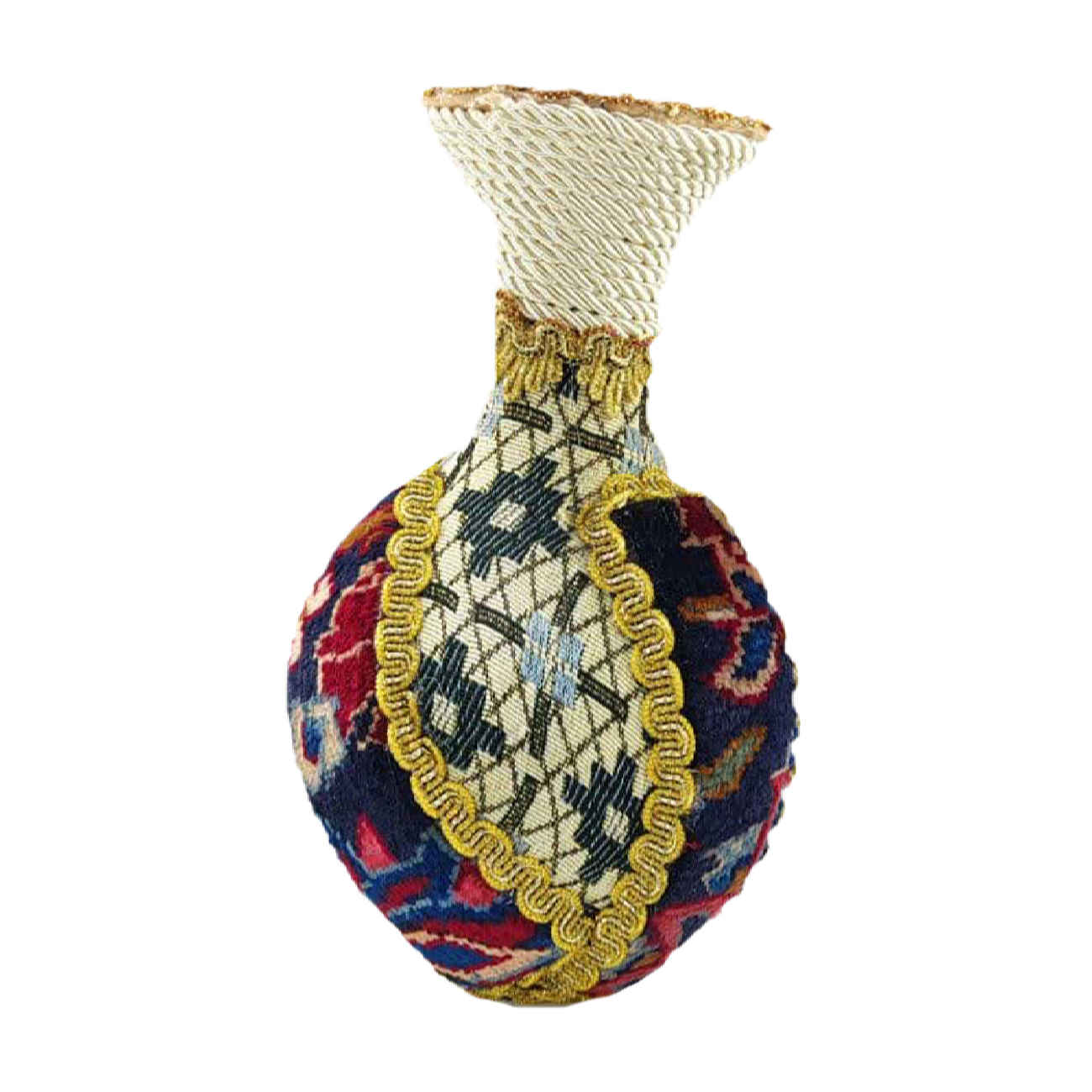 Vase en poterie décoratif fait main orné avec le design de tapis persan