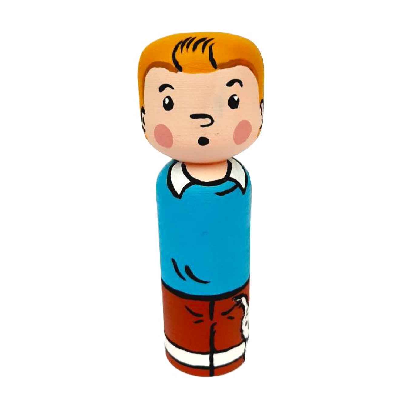 Poupée Pég en Bois Décorative : Modèle Tintin & Milou