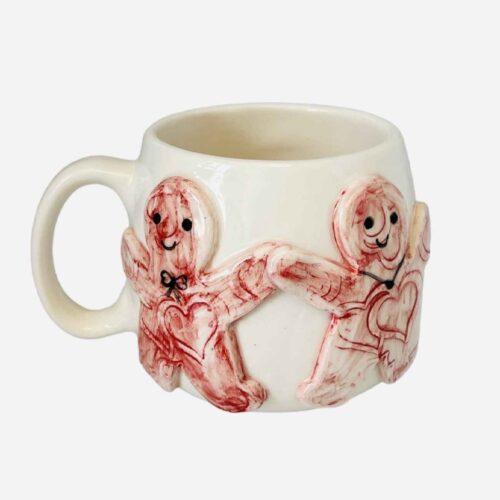 Tasse en céramique artistique – Design élégant pain d’épice en blanc
