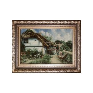 Hand-Knotted Persian Pictorial Rug from Tabriz Cottage Serenity