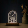 Lampe de chevet LED 3D Islamique Fontaine d'eau du Saint Sanctuaire avec base en bois