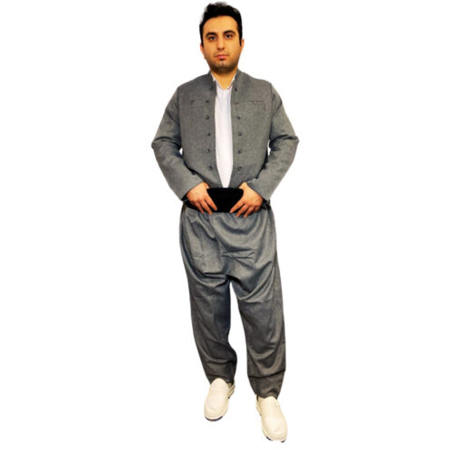 Vêtements Kurdes pour Hommes avec Gilet & Pishtwen – Maleki Gris