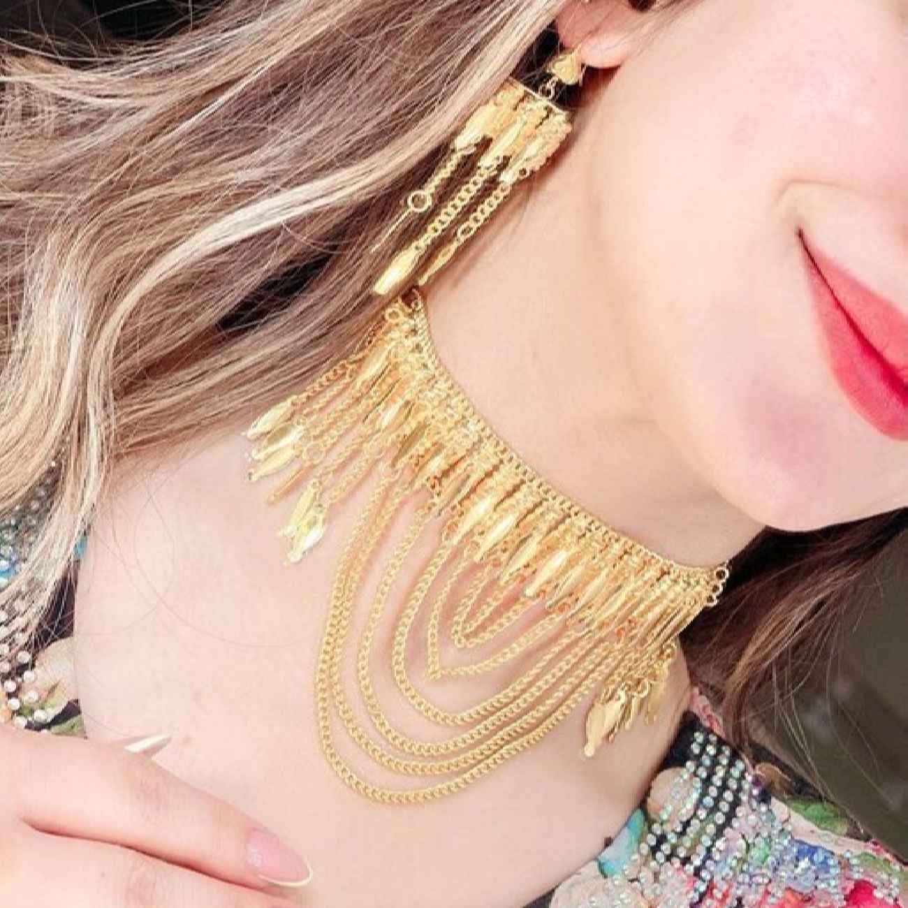 Ensemble Collier en Laiton Plaqué Or Mortasha