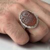 Bague en argent Agate pour homme avec pierre brune