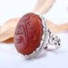 Bague en argent Agate pour homme avec pierre brune