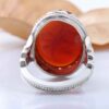 Bague en argent Agate pour homme avec pierre brune