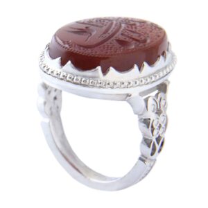 Bague en argent Agate pour homme avec pierre brune