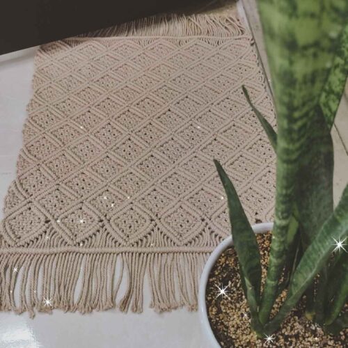 Tapis de sol macramé bohème persan tissé à la main – Luxe