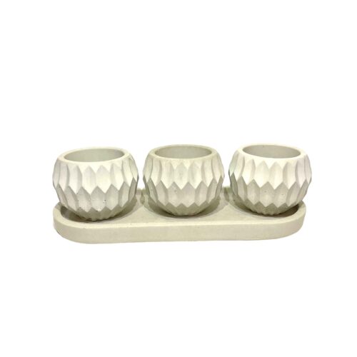 Vase concret persan fait main set de 3 en blanc