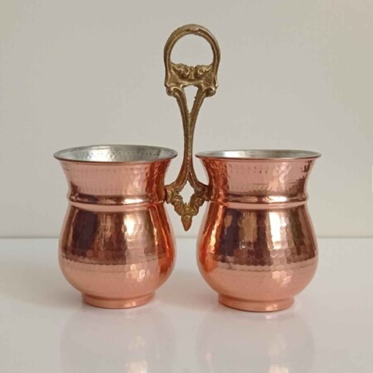 Porte-ustensiles de cuisine persan en cuivre traditionnel martelé