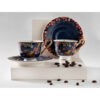 Ensemble de thé et café en porcelaine persane en bleu marine