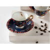 Ensemble de thé et café en porcelaine persane en bleu marine