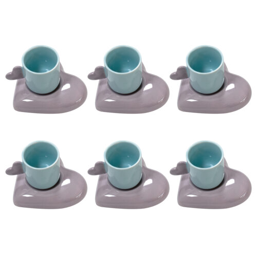 Service à thé artistique en porcelaine 6 pièces turquoise – Collection colorée et vibrante pour la maison et cadeau