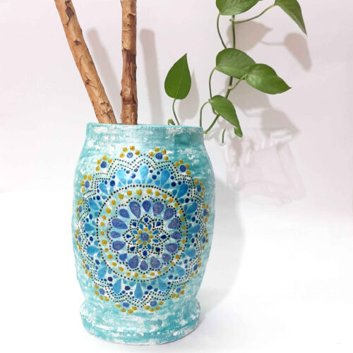 Pot en céramique persane pour Kashk Sab Lanjin – Teghar traditionnel avec motif à pois